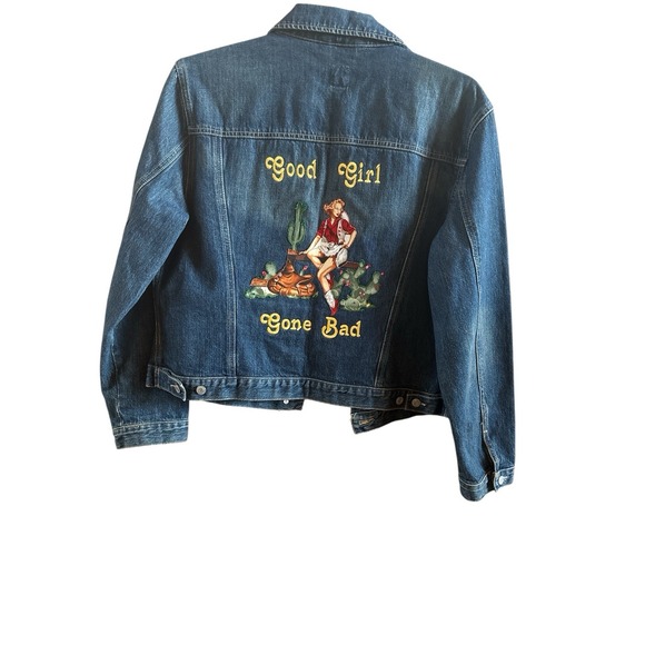 GAP Jackets & Blazers - Gap Good Girl Gone Bad Woman's Extra Large‎ Dark Denim Jacket Western Cowgirl
